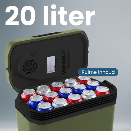 Auronic Koelbox Elektrisch 12V en 230 volt - Camping Koelkast - Auto - Koelen en Verwarmen - 20L - Frigobox - Groen van Merkloos — afbeelding 3