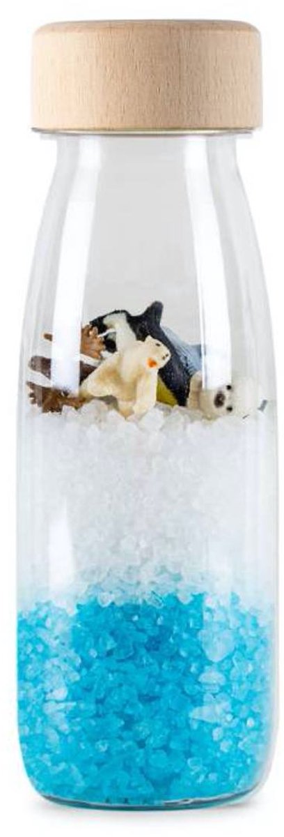 Petit Boum - Babyspeelgoed sensorische fles met geluid - Blauw