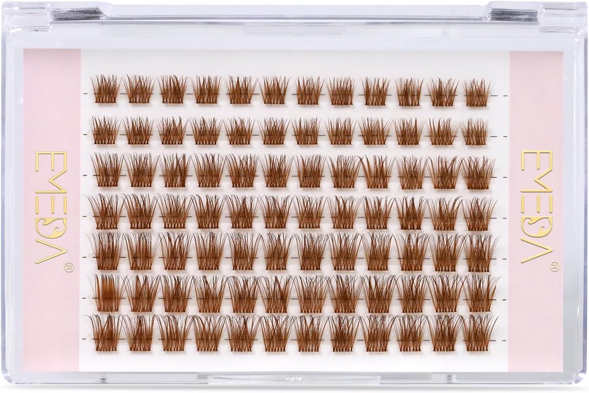 Individuele Wimper Plukjes Set - Natuurlijke C-Curl Wimpers in Lichtbruin (Mix 8-12mm)