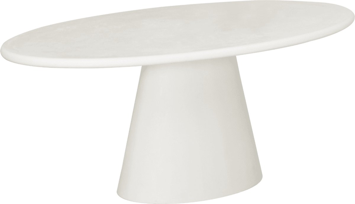 Eettafel Ovaal Savannah Microcement Kegelpoot 200 cm Wit Mahom Industrieel - Dinertafel van Mangohout & Metaal - Industriële Eettafel