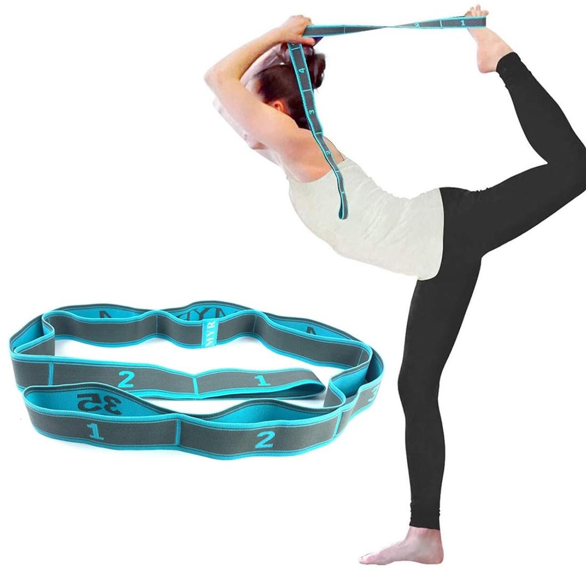 Yoga Strap - 9 Vaste Lussen - Stretchband voor Yoga en Training