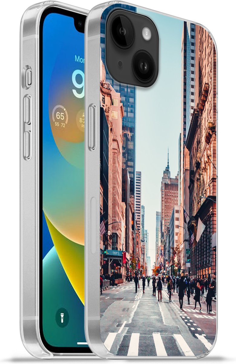 Telefoonhoesje Geschikt voor Apple Iphone 14 Plus hoesje - Veteranenparade in New York - Siliconen Telefoonhoesje Telefoonhoesje