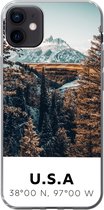 Coque iPhone 12 mini - Amérique - Montagnes - Arbres - Coque en Siliconen téléphone