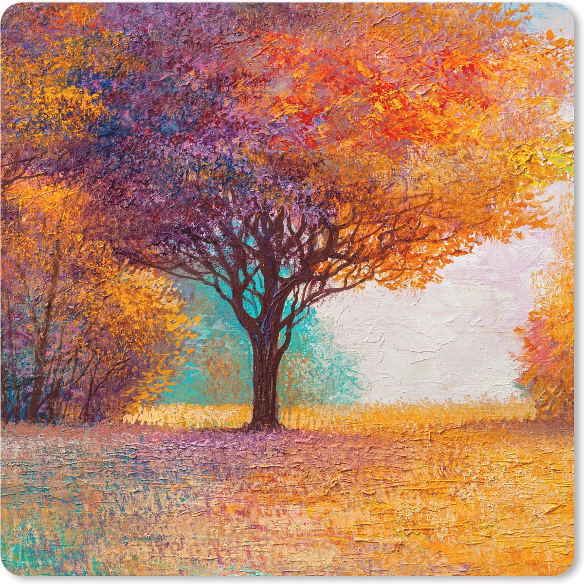 Muismat 30x30 cm - Mousepad Olieverf - Schilderij - Boom - Kleuren - Muismatten
