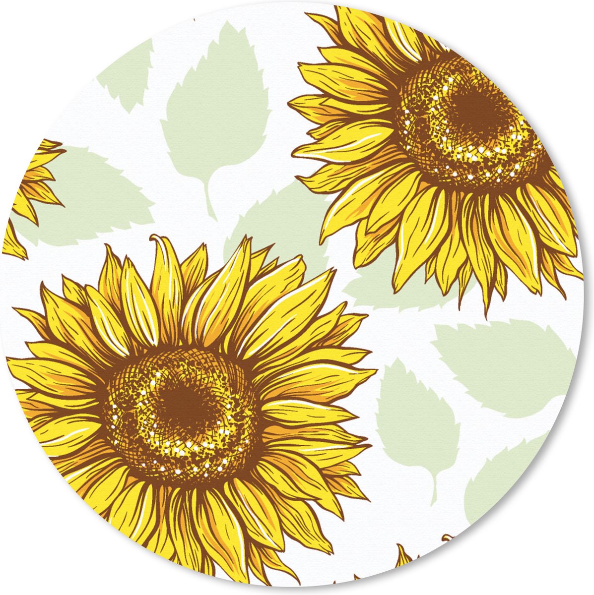 Muismat rond 20x20 cm - Mousepad Zonnebloem - Patronen - Bloemen - Ronde muismatten