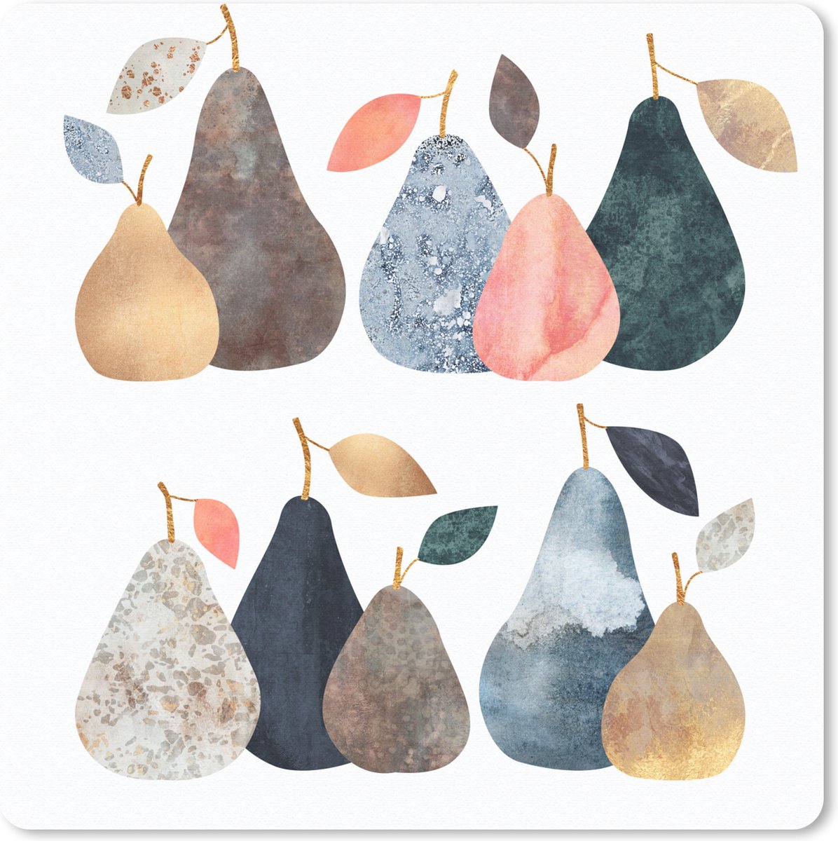 Muismat 20x20 cm - Mousepad Peer - Pastel - Fruit - Design - Muismatten