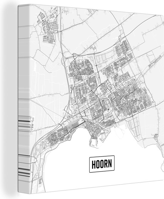 Tableau sur Toile City Map Hoorn - 90x90 cm - Décoration murale - Carte