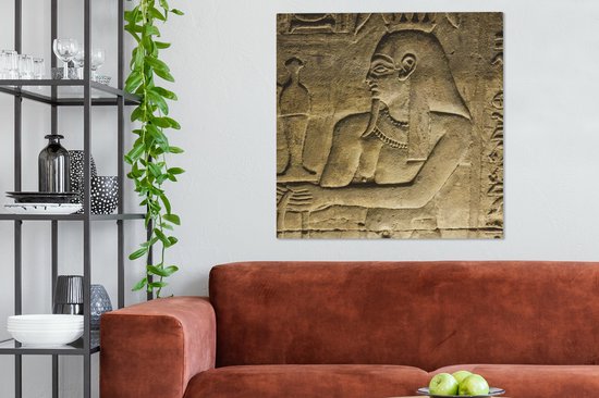 Canvas schilderij 90x90 cm - Wanddecoratie Kunstwerk van de Tempel van Horus - Muurdecoratie woonkamer - Slaapkamer decoratie - Kamer accessoires - Schilderijen op canvas