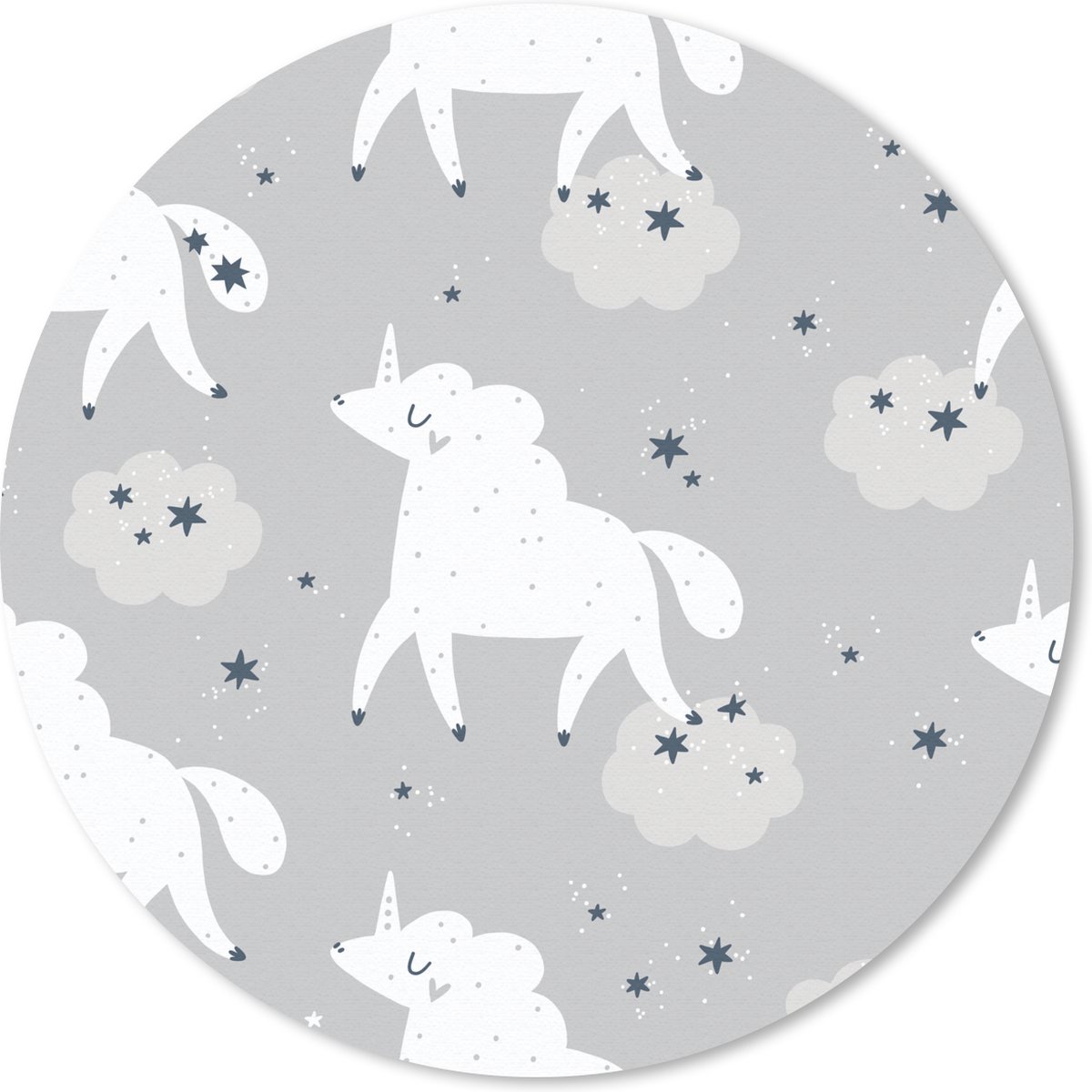 Muismat rond 40x40 cm - Mousepad Meisjes - Eenhoorn - Patronen - Ronde muismatten