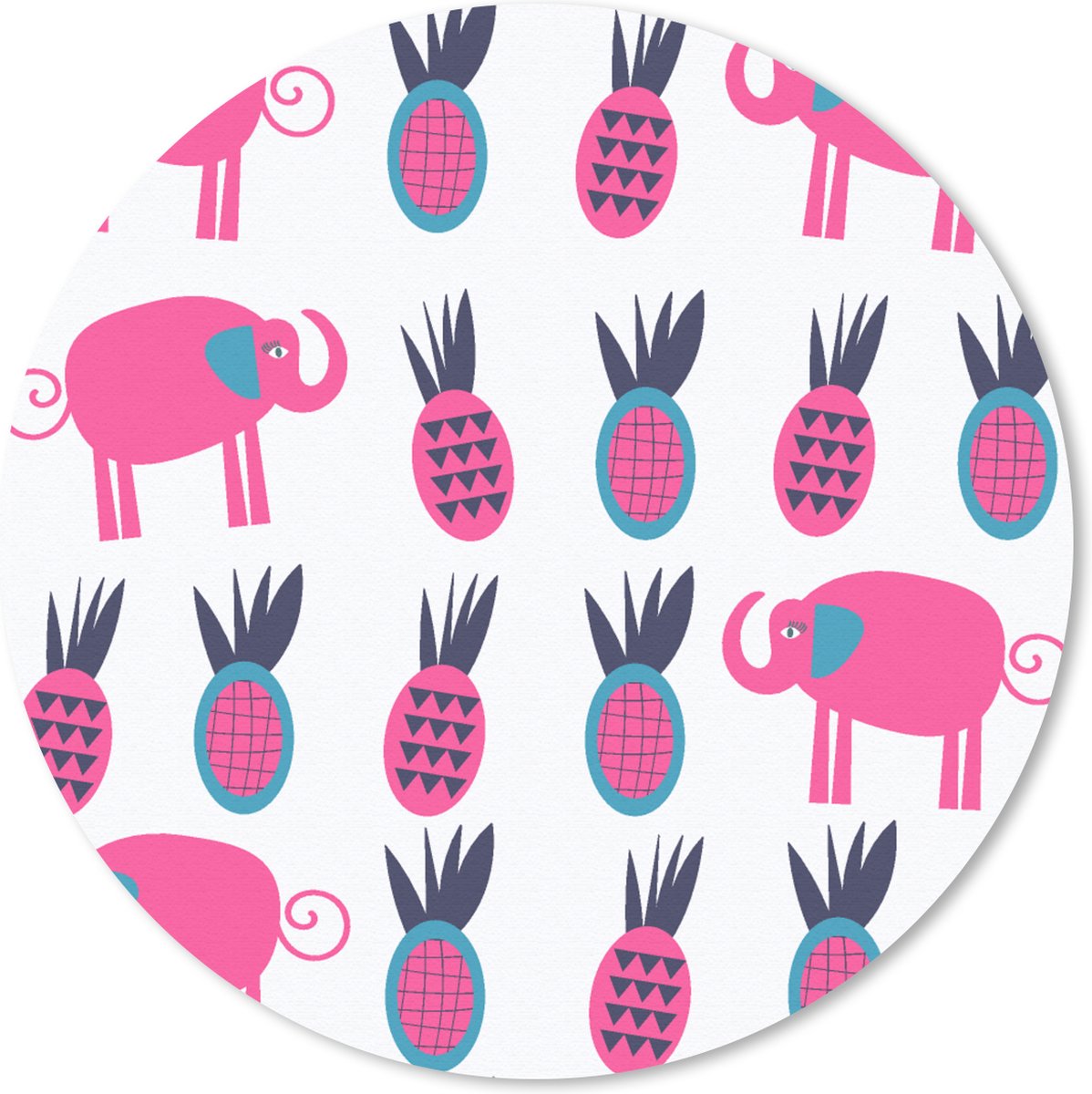 Muismat rond 50x50 cm - Mousepad Ananas - Olifant - Design - Ronde muismatten