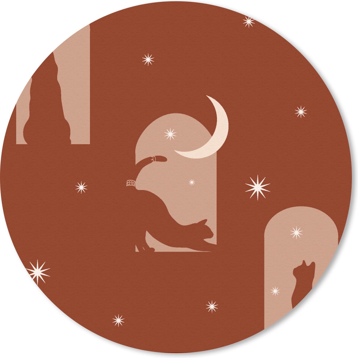 Muismat rond 20x20 cm - Mousepad Sterren - Kat - Design - Ronde muismatten