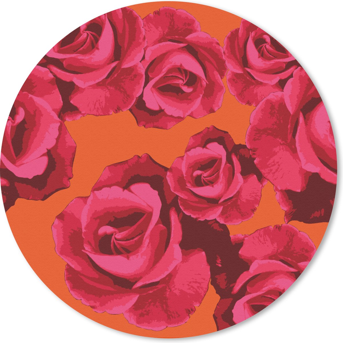 Muismat rond 50x50 cm - Mousepad Rozen - Oranje - Patroon - Ronde muismatten