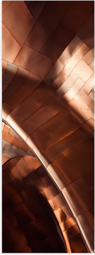 WallClassics - Poster Glanzend – Bronzen Platen - 20x60 cm Foto op Posterpapier met Glanzende Afwerking