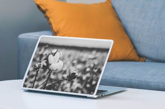 Laptop sticker - 14 inch - Katoen - Planten - Zwart - Wit - 32x5x23x5cm - Laptopstickers - Laptop skin - Cover