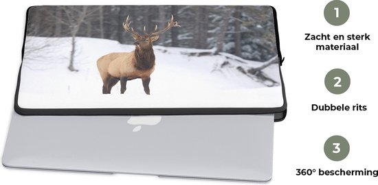 Pochette ordinateur 13 pouces 34x24 cm - Cerf - Pochette Macbook & Laptop Deer in the snow - Pochette ordinateur avec photo