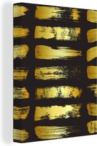 Canvas Schilderij Gouden strepen op een zwarte achtergrond - 90x120 cm - Wanddecoratie