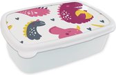 Lunchbox Wit - Lunchbox - Breadbox - Dino - Motifs - Enfant - Rose - Filles - 18x12x6 cm - Adultes