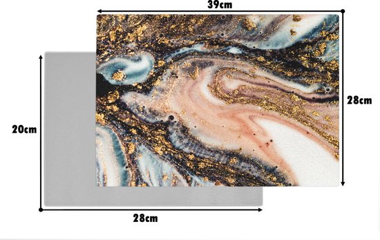 Planche à Découper en Verres - 39x28 - Aspect Marbre - Goud - Zwart - Glitter - Chic - Planches à découper en Glas