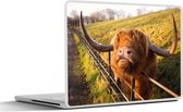 Laptop sticker - 15.6 inch - Schotse Hooglander - Hek - Gras - 36x27,5cm - Laptopstickers - Laptop skin - Cover