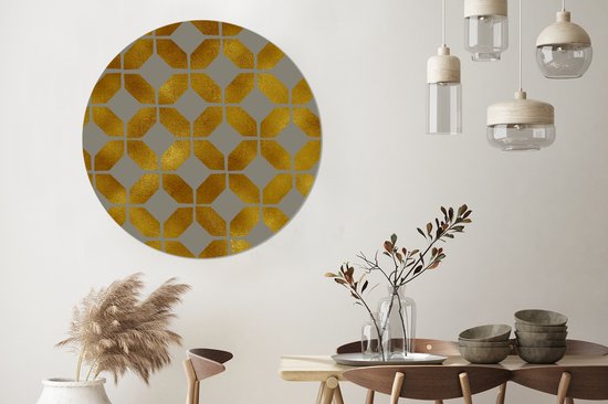 WallCircle - Wandcirkel ⌀ 140 - Patronen - Goud - Luxe - Ronde schilderijen woonkamer - Wandbord rond - Muurdecoratie cirkel - Kamer decoratie binnen - Wanddecoratie muurcirkel - Woonaccessoires