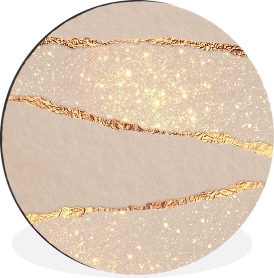 WallCircle - Wandcirkel - Muurcirkel - Luxe - Goud - Glitter - Design - Abstract - Aluminium - Dibond - ⌀ 60 cm - Binnen en Buiten
