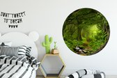WallCircle - Muurcirkel - Wandcirkel - Jungle - Rivier - Boom - Groen - Stenen - Kunststof - ⌀ 120 cm - Ronde schilderijen - Muurcirkel binnen - Woonkamer