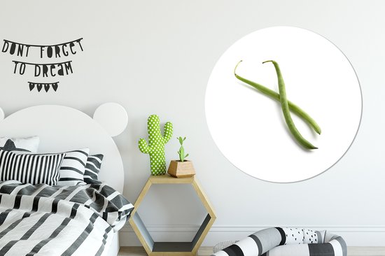 Haricots verts sur fond blanc Assiette en plastique cercle mural ⌀ 150 cm XXL / Groot format!