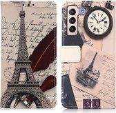 Hoesje Portemonnee Book Case Eiffeltoren Print Geschikt voor Samsung Galaxy S23 Plus