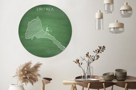 Illustration de l'Érythrée sur un tableau noir Cercle mural aluminium ⌀ 120 cm - tirage photo sur cercle mural / cercle vivant / cercle jardin (décoration murale) XXL / Groot format!