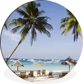 WallCircle - Wandcirkel - Muurcirkel - Palmbomen en ligstoelen op het strand van Boracay - Aluminium - Dibond - ⌀ 30 cm - Binnen en Buiten