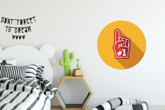 Illustration d'une main avec le numéro 1 dessus Cercle mural aluminium ⌀ 60 cm - impression photo sur cercle mural / cercle vivant / cercle de jardin (décoration murale)