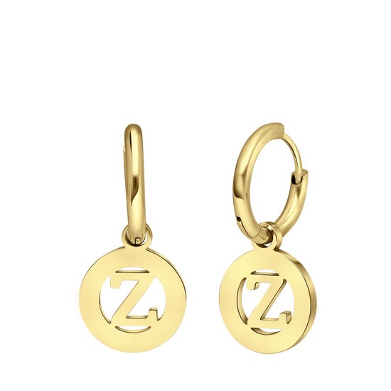 Lucardi Dames Goldplated oorbellen met letter - Z - Oorbellen - Cadeau - Staal - Goudkleurig
