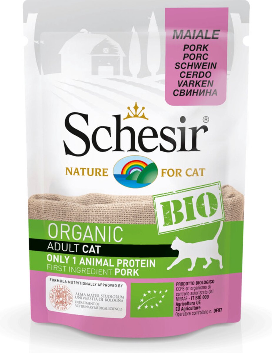 16x Schesir Kattenvoer Bio Varken 85 gr