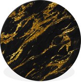 WallCircle - Wandcirkel - Muurcirkel - Marmer - Goud - Glitters - Zwart - Aluminium - Dibond - ⌀ 90 cm - Binnen en Buiten