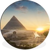 WallCircle - Wandcirkel - Muurcirkel - Zonsondergang naast piramide Caïro - Egypte - Aluminium - Dibond - ⌀ 90 cm - Binnen en Buiten