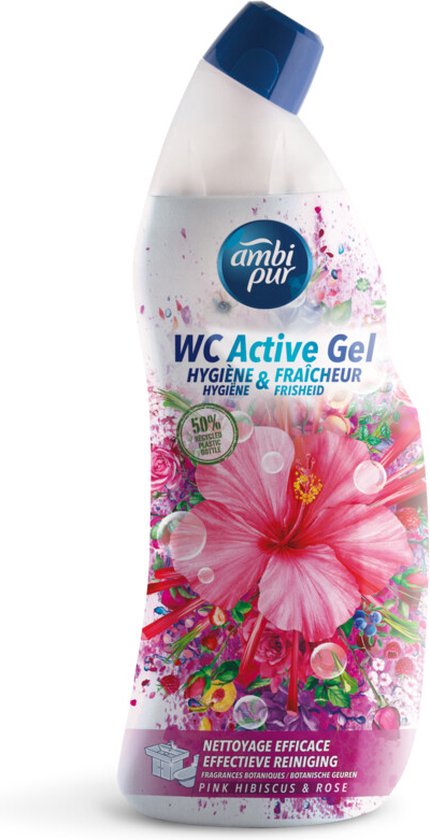 WC Active Gel Pink Hibiscus & Rose, 750 ml - ambipur