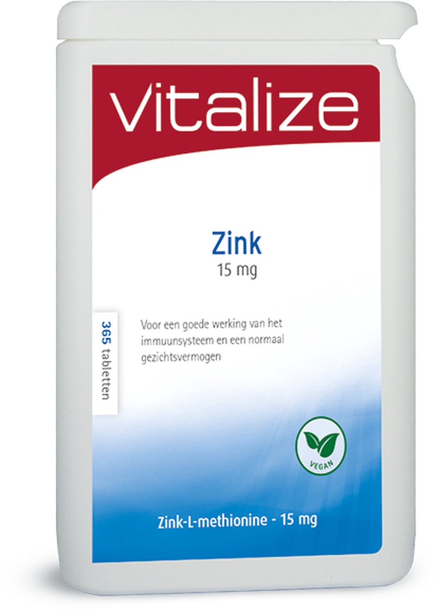 Goedkoopste Vitalize Zink 15 mg 365 tabletten | Goed voor skelet, haar, huid & nagels - Bevat de juiste dosering zink 15 mg per tablet