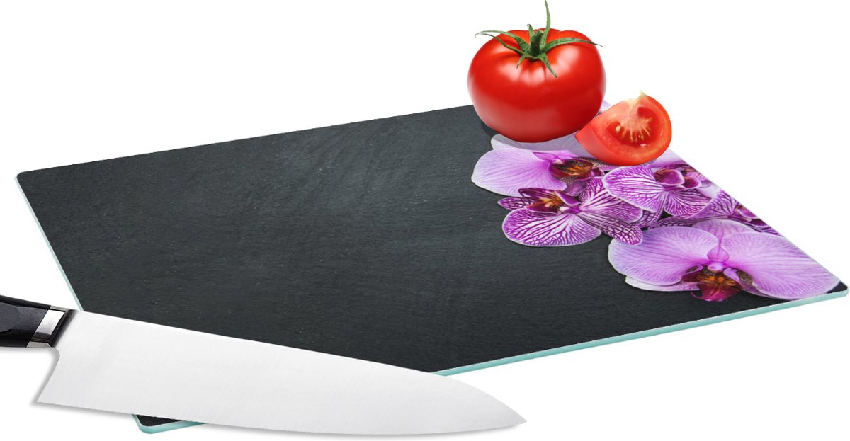 Glazen Snijplank - 28x20 - Orchidee - Bloemen - Roze - Flora - Snijplanken Glas