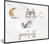 Affiche dans cadre photo enfants - Proverbes - Loup - Soyez vous-même - Enfants - Garçons - Filles - Aquarelle - Décoration murale garçons - 80x60 cm - Décoration chambre d'enfant