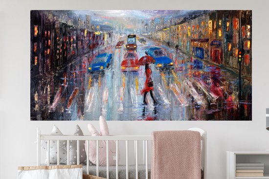 Stickers muraux - Sticker Foil - Peinture - Peinture à l'Huile - Voiture - Passage Clouté - 160x80 cm - Film Adhésif - Stickers muraux Muraux Chambre Enfant - Papier Peint Auto Adhésif