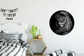 Behangcirkel - Leeuw - Wilde dieren - Zwart wit - Zelfklevend behang - Rond behang - Behangsticker - Slaapkamer decoratie - Muurdecoratie rond - Ronde wanddecoratie - Wandcirkel - 50x50 cm - Muurcirkel binnen