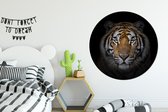 Behangcirkel - Behangsticker - Zelfklevend behang - Tijger - Zwart - Dieren - Muurdecoratie - ⌀ 140 cm - Wanddecoratie cirkel - Behangcirkel dieren