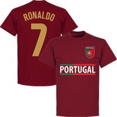 Portugal Ronaldo 7 Team T-Shirt - Bordeaux Rood - XL