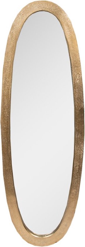 Spiegel 33x99 cm Goudkleurig Aluminium Glas Ovaal Grote Spiegel Wand Spiegel Muur Spiegel