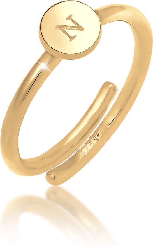 Elli Dames Ring Dames Letter N Cirkel Verstelbaar Basic in 925 Sterling  Zilver | bol.com