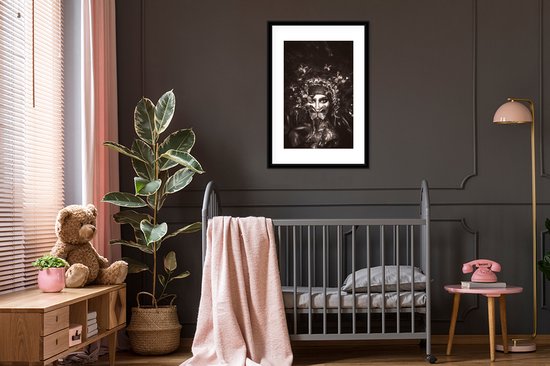 Affiche avec cadre Femme - Peinture - Zwart - Wit - 60x90 cm