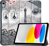 Hoes Geschikt voor iPad 2022 Hoes Luxe Hoesje Book Case - Hoesje Geschikt voor iPad 10 Hoes Cover - Eiffeltoren .