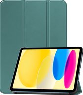 Hoesje Geschikt voor iPad 2022 Hoes Case Tablet Hoesje Tri-fold - Hoes Geschikt voor iPad 10 Hoesje Hard Cover Bookcase Hoes - Donkergroen