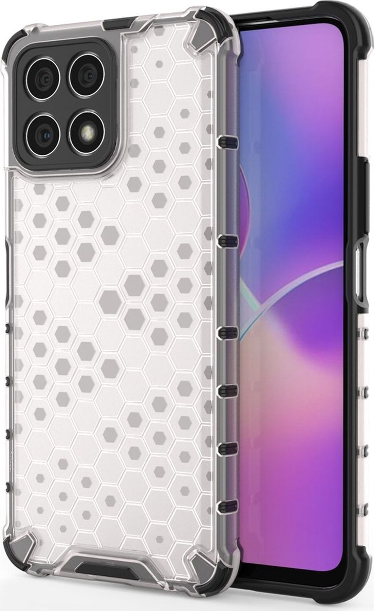 Mobigear Hoesje geschikt voor HONOR X8 Telefoonhoesje Hardcase | Mobigear Honeycomb Backcover Shockproof | Schokbestendig X8 Telefoonhoesje | Anti Shock Proof - Wit