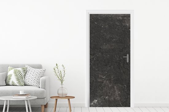 Deurposter 90x205 cm - Deursticker Beton - Muur - Zwart - Vintage - Industrieel - Meubelfolie zelfklevend - Deurfolie woonkamer - Interieurfolie fotobehang - Deur plakfolie - Deurstickers - Deurbehang sticker - Kamer decoratie
